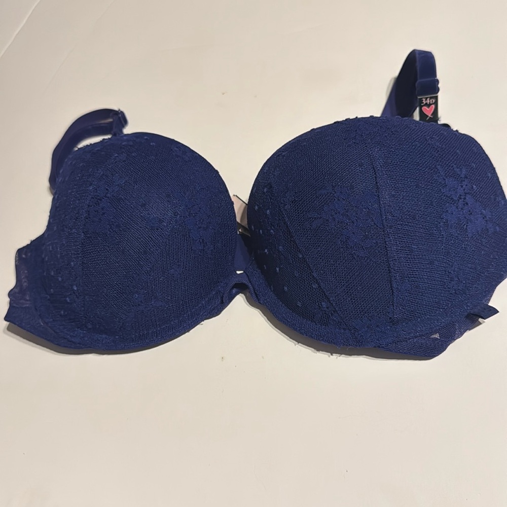 NWT VICTORIA'S SECRET Blue Lace Push Up Bra Size: 34D